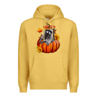 Antique Gold Fall Pumpkin Raccoon Premium Hoodie - LillyAllenDesigns