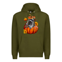 Army Green Fall Pumpkin Raccoon Premium Hoodie - LillyAllenDesigns
