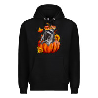 Black Fall Pumpkin Raccoon Premium Hoodie - LillyAllenDesigns