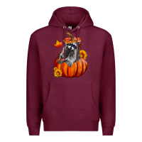 Burgundy Fall Pumpkin Raccoon Premium Hoodie - LillyAllenDesigns