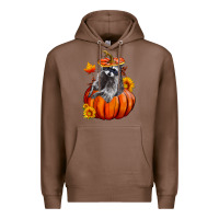Chestnut Fall Pumpkin Raccoon Premium Hoodie - LillyAllenDesigns