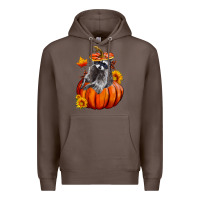 Coffee Fall Pumpkin Raccoon Premium Hoodie - LillyAllenDesigns