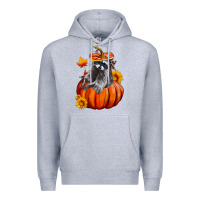 Heather Grey Fall Pumpkin Raccoon Premium Hoodie - LillyAllenDesigns