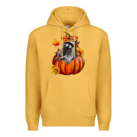 Mustard Fall Pumpkin Raccoon Premium Hoodie - LillyAllenDesigns