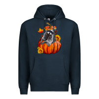 Navy Fall Pumpkin Raccoon Premium Hoodie - LillyAllenDesigns