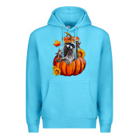 Ocean Blue Fall Pumpkin Raccoon Premium Hoodie - LillyAllenDesigns