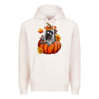 Pale Pink Fall Pumpkin Raccoon Premium Hoodie - LillyAllenDesigns