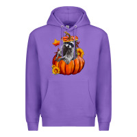 Purple Fall Pumpkin Raccoon Premium Hoodie - LillyAllenDesigns