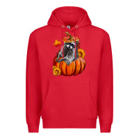 Red Fall Pumpkin Raccoon Premium Hoodie - LillyAllenDesigns