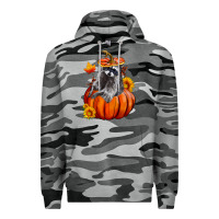 Slate Camo Fall Pumpkin Raccoon Premium Hoodie - LillyAllenDesigns