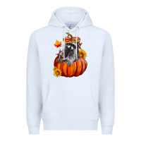 White Fall Pumpkin Raccoon Premium Hoodie - LillyAllenDesigns