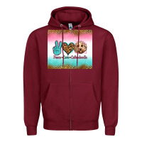 Burgundy peace love labradoodle Zipper Hoodie - Jasminsmagicworld