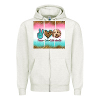 Oatmeal Heather peace love labradoodle Zipper Hoodie - Jasminsmagicworld