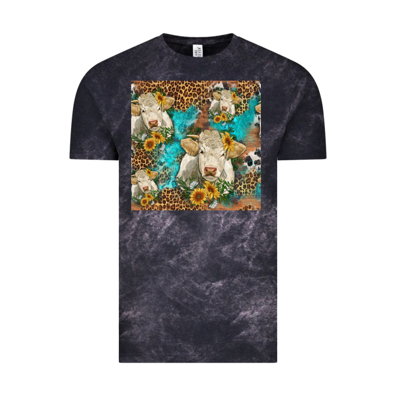 Sunflowers Charolais Cow Seamless Pattern Vintage Tee by HRA Design Shop | Teevron