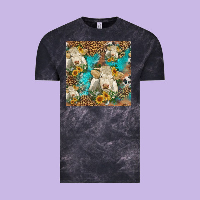 Sunflowers Charolais Cow Seamless Pattern Vintage Tee Designed By Hra Design Shop