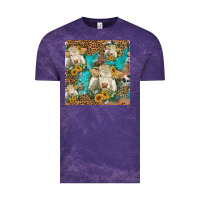 Cloud Purple sunflowers charolais cow seamless pattern Vintage Tee - HRA Design Shop