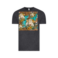 Vintage Black sunflowers charolais cow seamless pattern Vintage Tee - HRA Design Shop