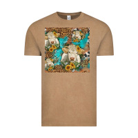 Vintage Coffee sunflowers charolais cow seamless pattern Vintage Tee - HRA Design Shop