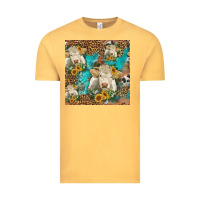 Vintage Mustard sunflowers charolais cow seamless pattern Vintage Tee - HRA Design Shop