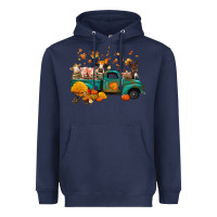 Navy fall farm animals truck nancy Heavyweight Hoodie - NancyCooperArtShop