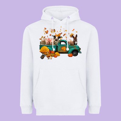 Fall Farm Animals Truck Nancy Heavyweight Hoodie Designed By Nancycooperartshop