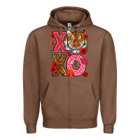 Chestnut xoxo with tiger Zipper Hoodie - NancyCooperArtShop