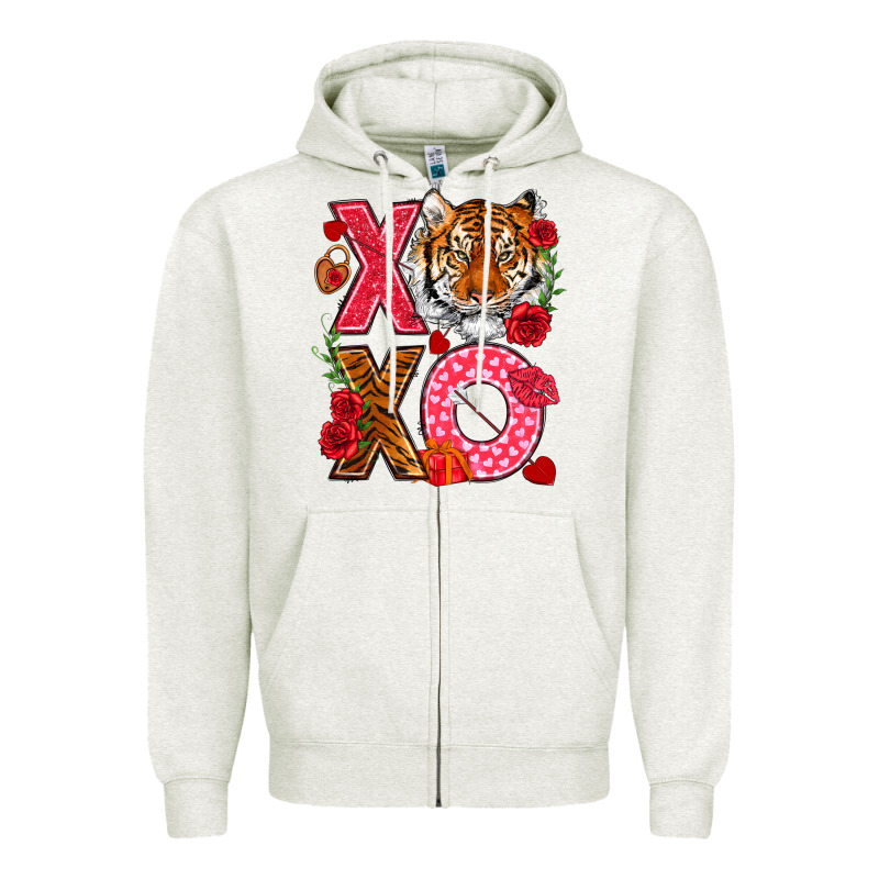 Xoxo With Tiger Zipper Hoodie by NancyCooperArtShop | Teevron