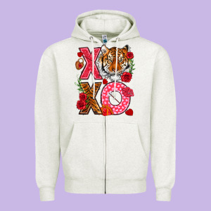 Xoxo With Tiger Zipper Hoodie Designed By Nancycooperartshop