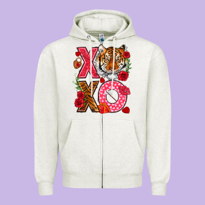 Xoxo With Tiger Zipper Hoodie Designed By Nancycooperartshop