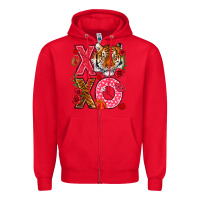 Red xoxo with tiger Zipper Hoodie - NancyCooperArtShop