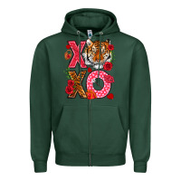 Sports Green xoxo with tiger Zipper Hoodie - NancyCooperArtShop