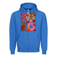 True Royal xoxo with tiger Zipper Hoodie - NancyCooperArtShop