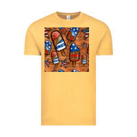 Vintage Mustard patriotic popsicles seamless pattern Vintage Tee - HRA Design Shop