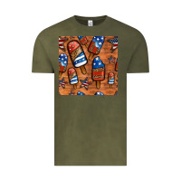 Vintage Olive patriotic popsicles seamless pattern Vintage Tee - HRA Design Shop