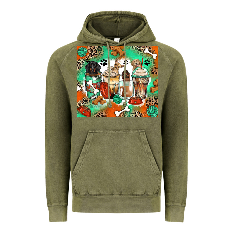 Dog Coffee Cups Vintage Hoodie by Zillion Design Studio | Teevron