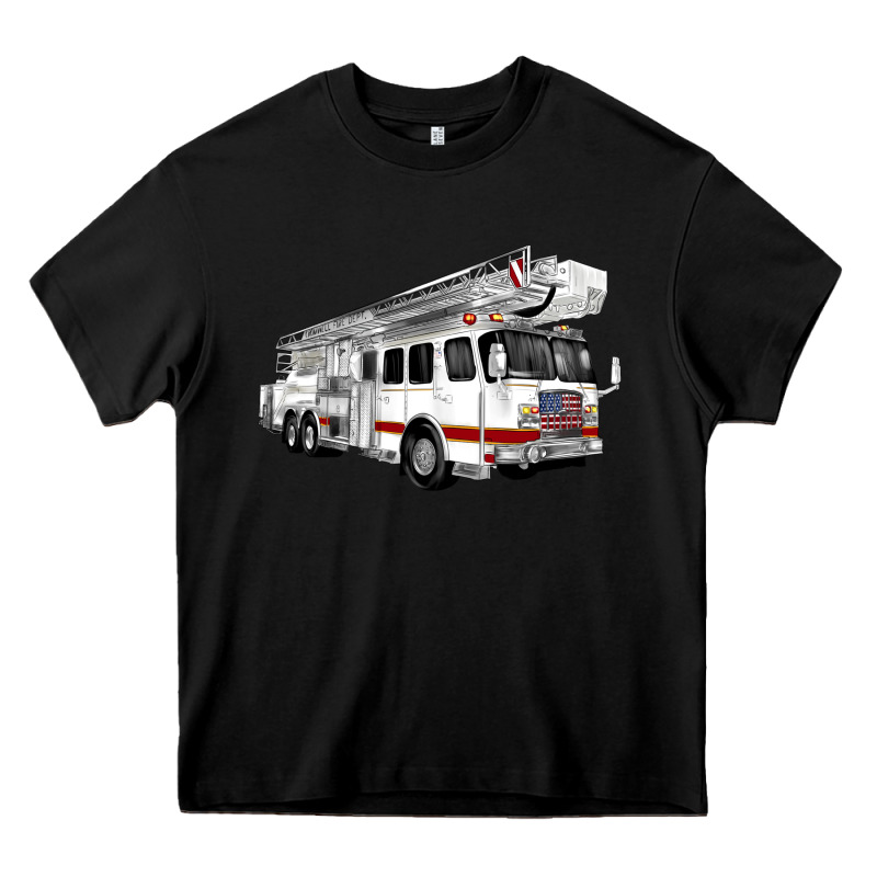 White Fire Truck Heavy Core Tee by Artiststas | Teevron