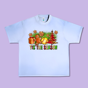 Tis The Season Christmas With Softball And Gingerbread Man Urban Heavy Tee Designed By Fadigitalartstudio