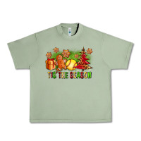 Oil Green Tis The Season Christmas With Softball And Gingerbread Man Urban Heavy Tee - FaDigitalArtStudio