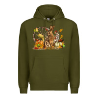 Army Green Fall Rabbit Premium Hoodie - LillyAllenDesigns