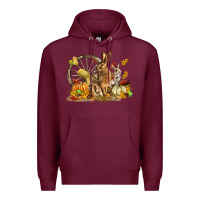 Burgundy Fall Rabbit Premium Hoodie - LillyAllenDesigns