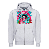Heather Grey xo xo rainbow valentine Zipper Hoodie - NancyCooperArtShop