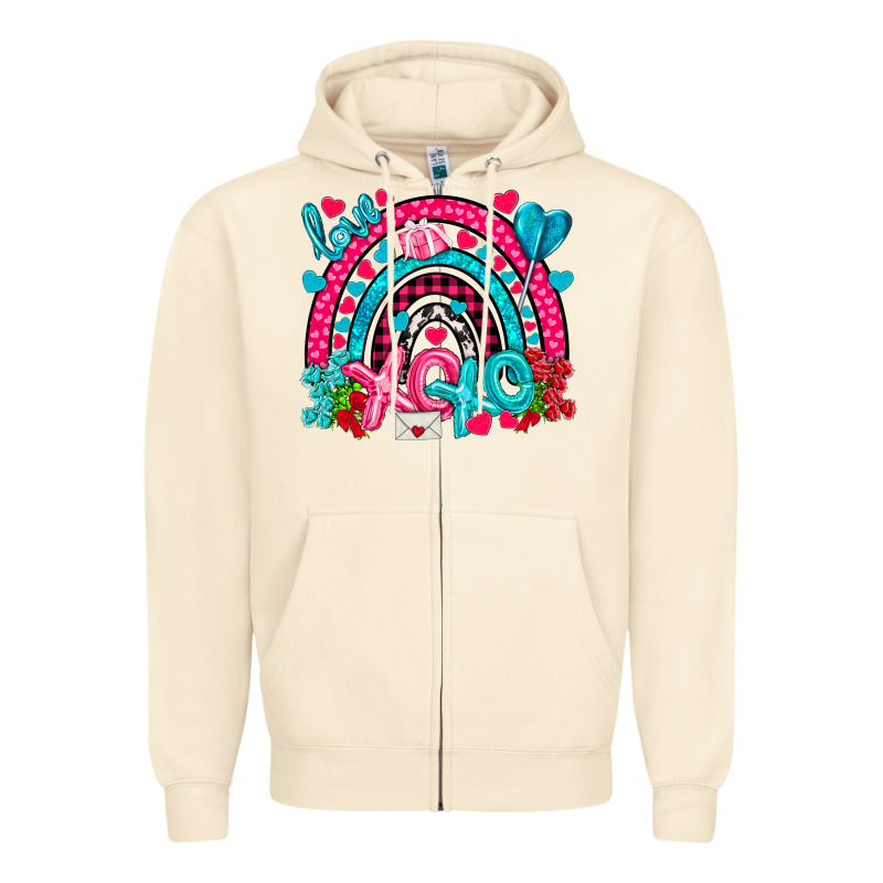 Xo Xo Rainbow Valentine Zipper Hoodie by NancyCooperArtShop | Teevron