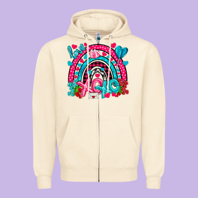 Xo Xo Rainbow Valentine Zipper Hoodie Designed By Nancycooperartshop
