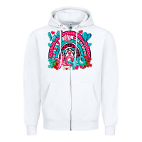 White xo xo rainbow valentine Zipper Hoodie - NancyCooperArtShop