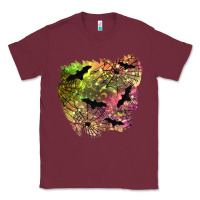 Burgundy bat halloween patch Classic Tee - BundleAndBundleShop