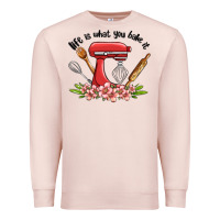 Pale Pink life is what you bake it Premium Sweatshirt - MaliasSmallBusiness