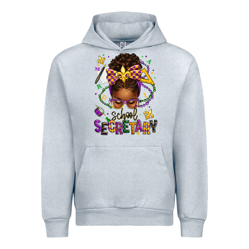 Mardi Gras School Secretary Afro Messy Bun Urban Hoodie by texasbilliewilder | Teevron