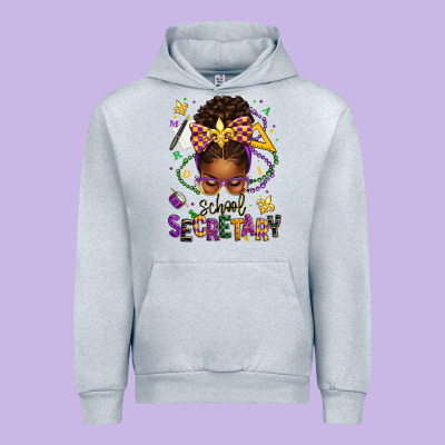 Mardi Gras School Secretary Afro Messy Bun Urban Hoodie Designed By Texasbilliewilder