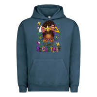 Pigment Midnight Navy mardi gras school secretary afro messy bun Urban Hoodie - texasbilliewilder