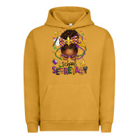 Pigment Peanut Butter mardi gras school secretary afro messy bun Urban Hoodie - texasbilliewilder